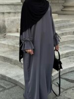 Robe musulmane élégante à lacets – Style Abaya Jalabiya 2025 – Image 4