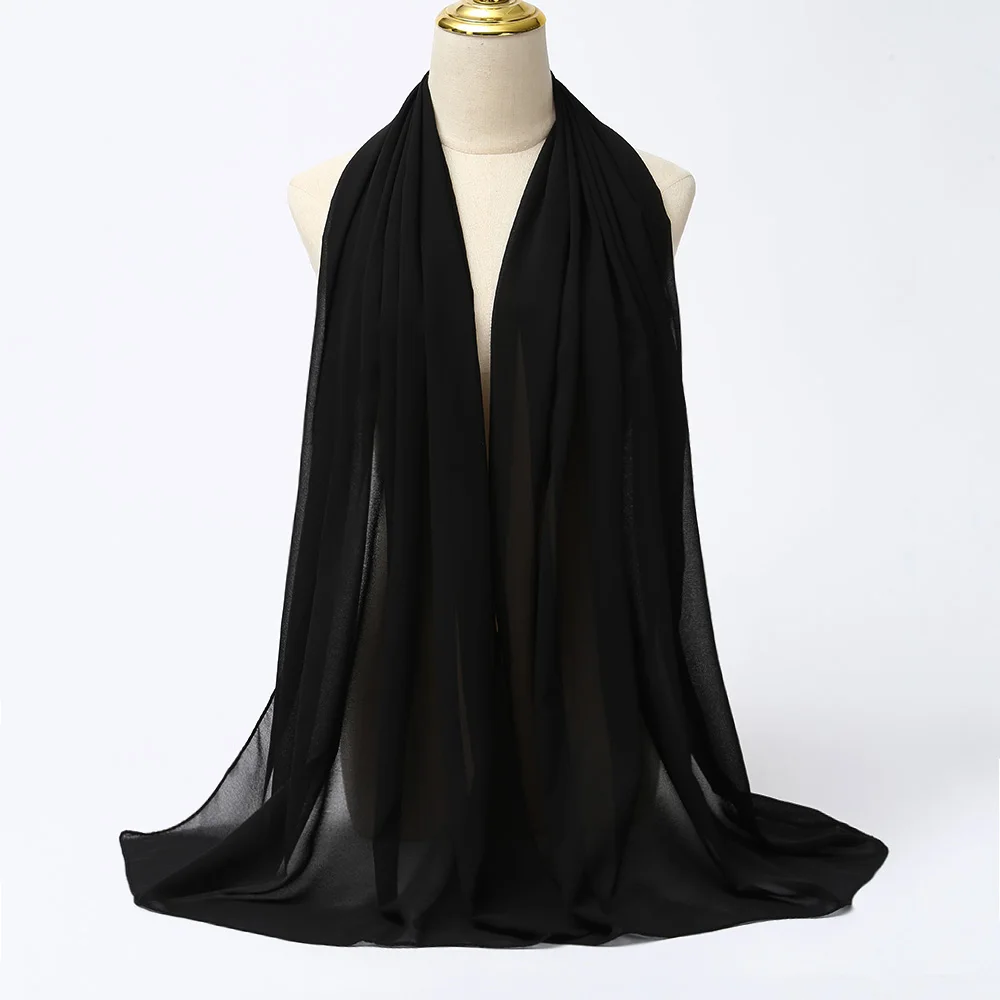 Hijab Femme Uni Mousseline Douce – Voile Long Élégant et Léger