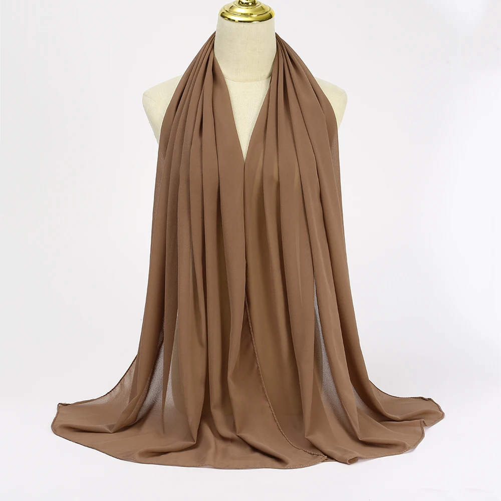 Hijab Femme Uni Mousseline Douce – Voile Long Élégant et Léger
