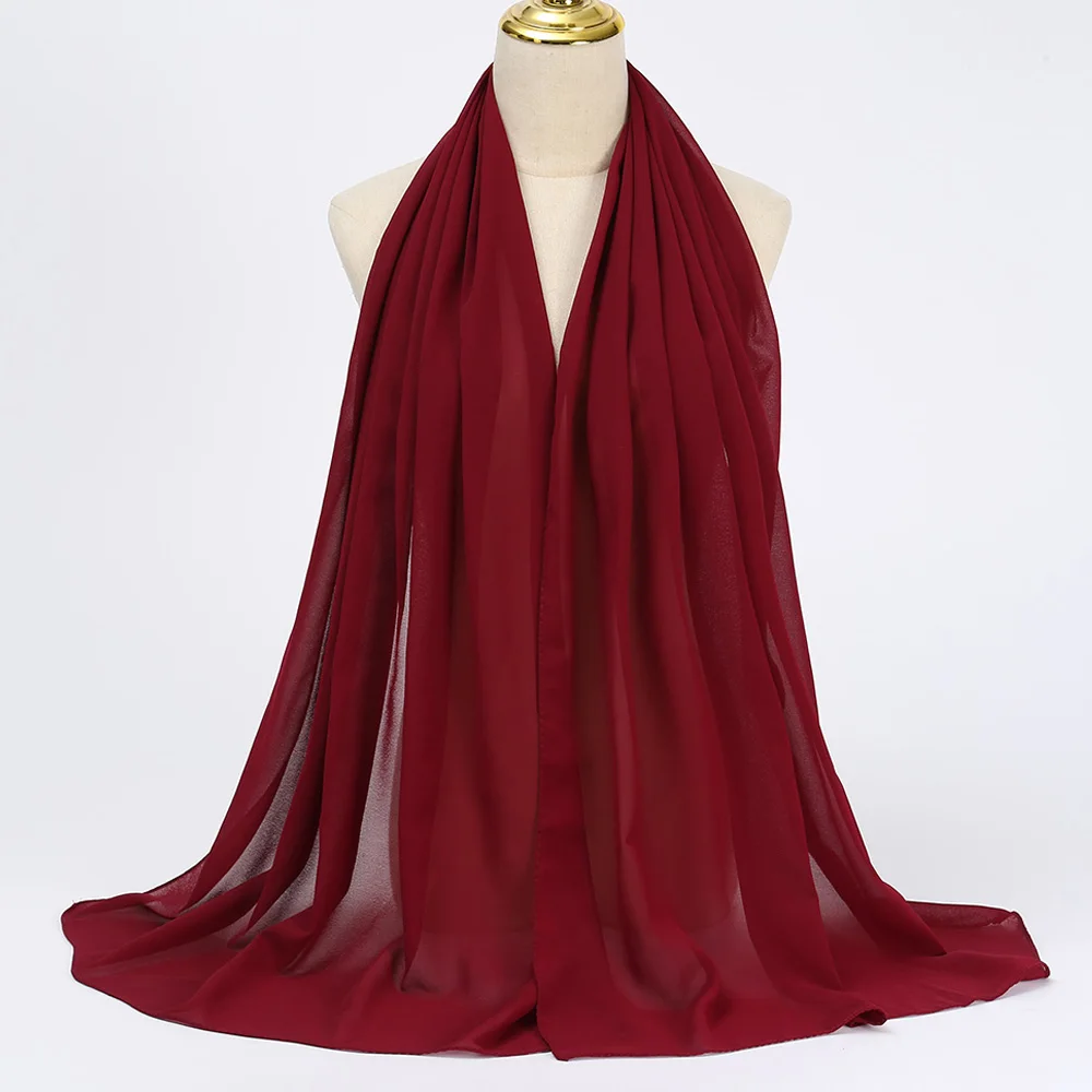 Hijab Femme Uni Mousseline Douce – Voile Long Élégant et Léger