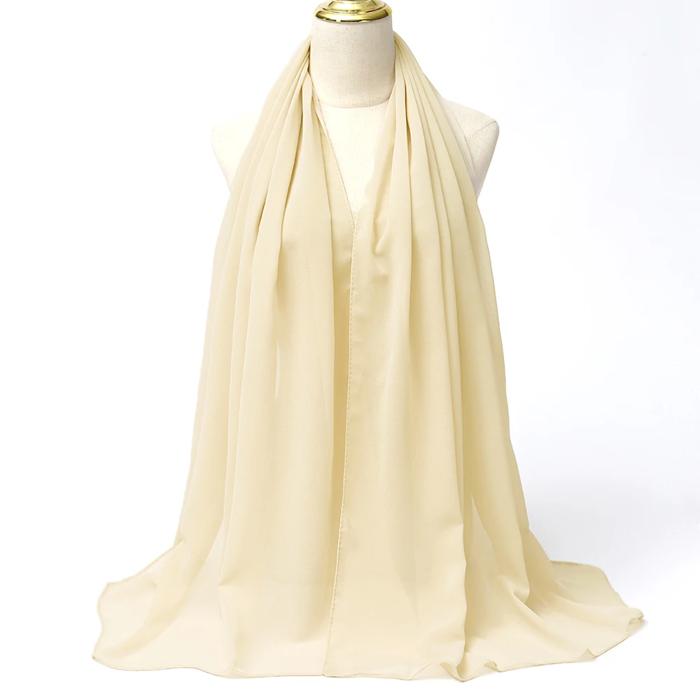 Hijab Femme Uni Mousseline Douce – Voile Long Élégant et Léger