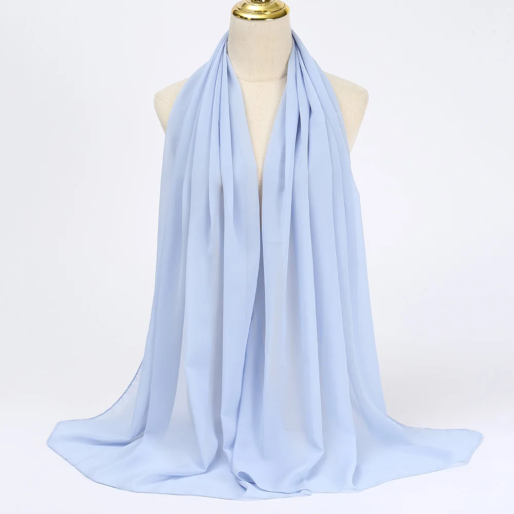 Hijab Femme Uni Mousseline Douce – Voile Long Élégant et Léger