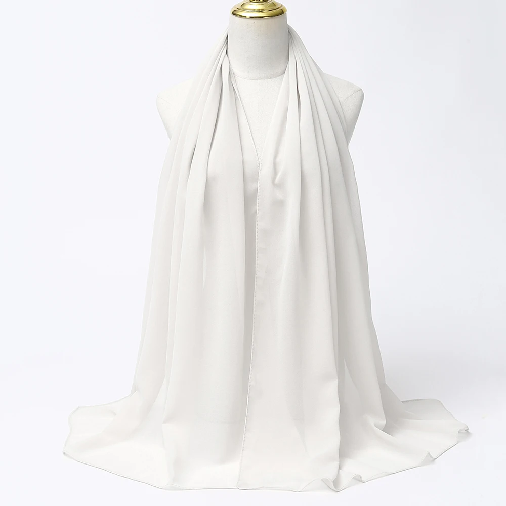 Hijab Femme Uni Mousseline Douce – Voile Long Élégant et Léger