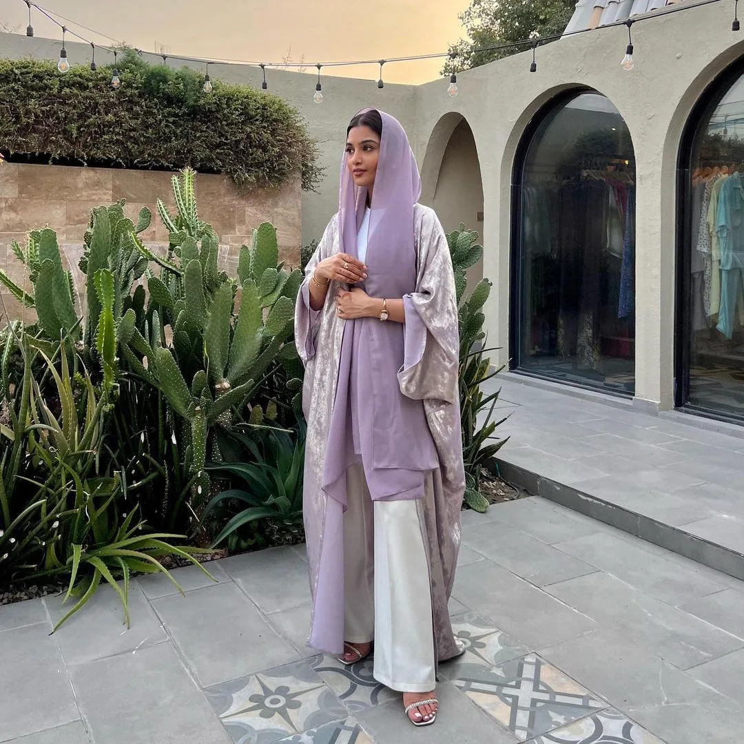 Brillant fête Abaya Ramadan Eid chauve-souris Satin ouvert Kimono dubaï luxe musulman Damen Abayas pour les femmes caftan robe vêtements islamiques