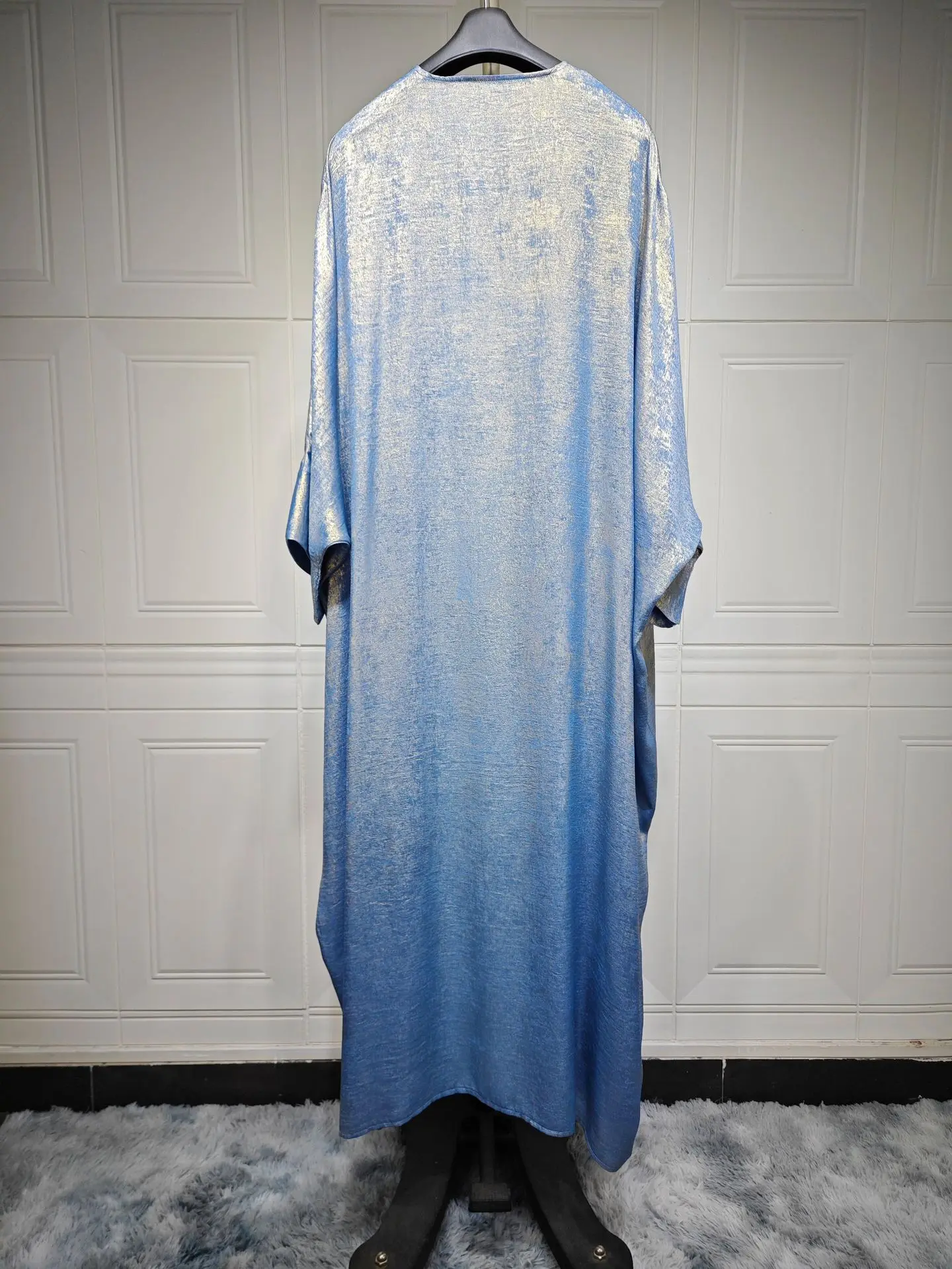 Brillant fête Abaya Ramadan Eid chauve-souris Satin ouvert Kimono dubaï luxe musulman Damen Abayas pour les femmes caftan robe vêtements islamiques
