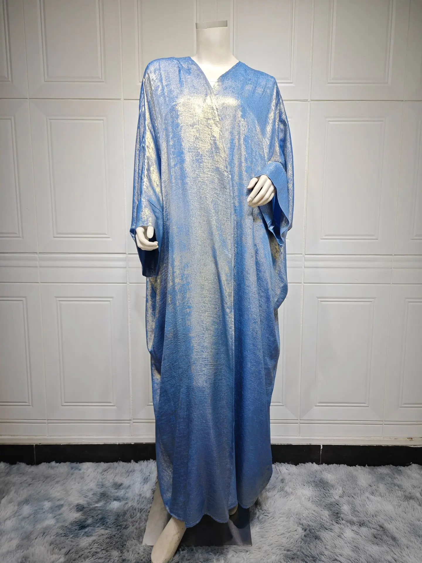 Brillant fête Abaya Ramadan Eid chauve-souris Satin ouvert Kimono dubaï luxe musulman Damen Abayas pour les femmes caftan robe vêtements islamiques
