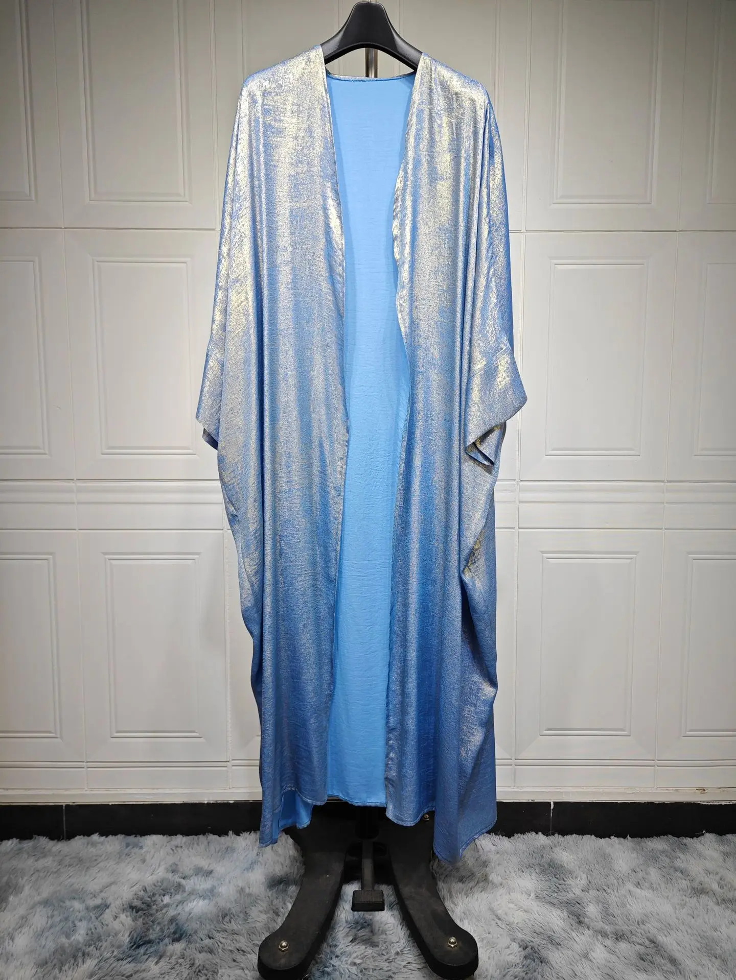 Brillant fête Abaya Ramadan Eid chauve-souris Satin ouvert Kimono dubaï luxe musulman Damen Abayas pour les femmes caftan robe vêtements islamiques
