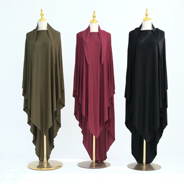 Khimar long en jersey coton – Hijab fluide pour femmes – Image 1