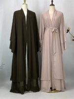 Abaya ouverte en mousseline – Caftan islamique élégant style Dubaï et Maroc – Image 3