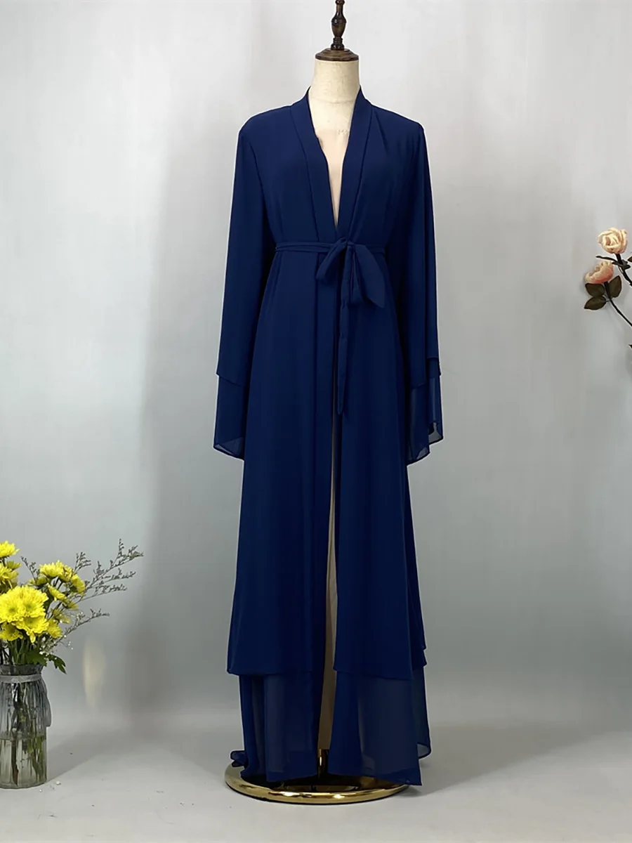 Abaya ouverte en mousseline – Caftan islamique élégant style Dubaï et Maroc