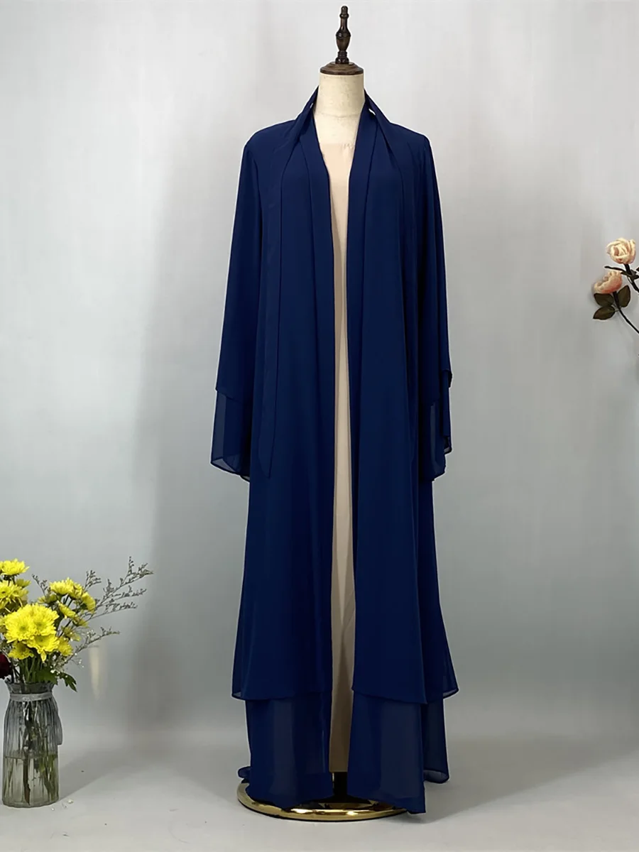 Abaya ouverte en mousseline – Caftan islamique élégant style Dubaï et Maroc
