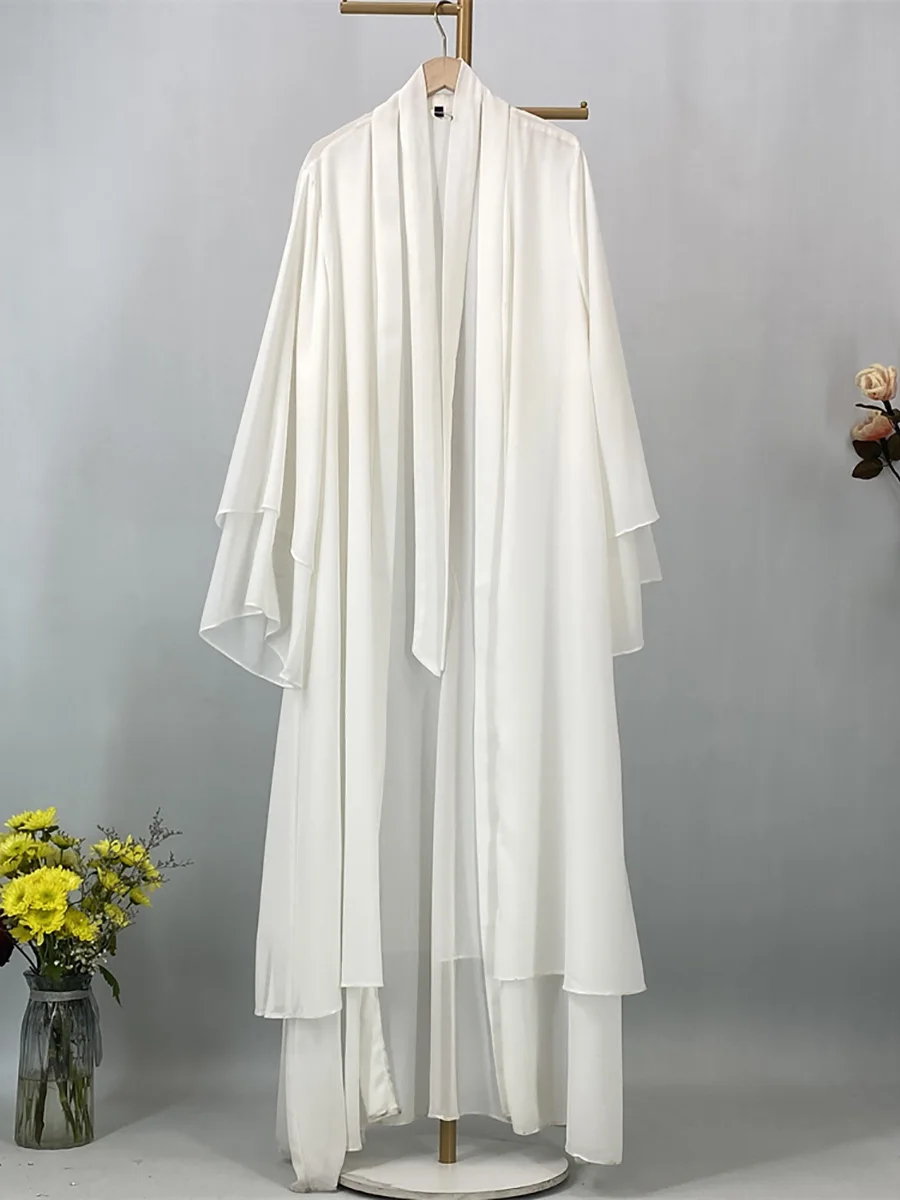 Abaya ouverte en mousseline – Caftan islamique élégant style Dubaï et Maroc