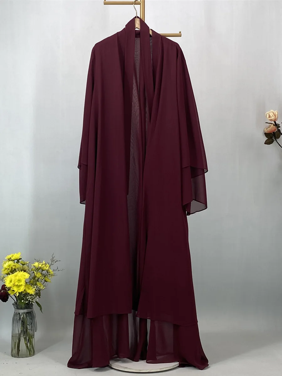 Abaya ouverte en mousseline – Caftan islamique élégant style Dubaï et Maroc
