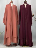 Abaya ouverte en mousseline – Caftan islamique élégant style Dubaï et Maroc – Image 4