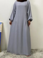 Abaya noire d’allaitement avec 2 zips – Robe musulmane fluide spéciale Eid et Ramadan – Image 4