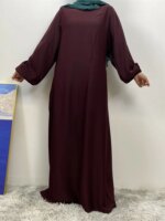 Abaya noire d’allaitement avec 2 zips – Robe musulmane fluide spéciale Eid et Ramadan – Image 2