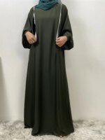 Abaya noire d’allaitement avec 2 zips – Robe musulmane fluide spéciale Eid et Ramadan – Image 3