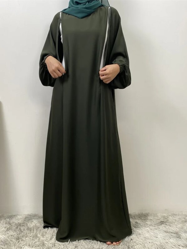 Abaya noire d’allaitement avec 2 zips – Robe musulmane fluide spéciale Eid et Ramadan – Image 3