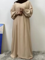 Abaya noire d’allaitement avec 2 zips – Robe musulmane fluide spéciale Eid et Ramadan – Image 5