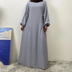 Abaya noire d’allaitement avec 2 zips – Robe musulmane fluide spéciale Eid et Ramadan