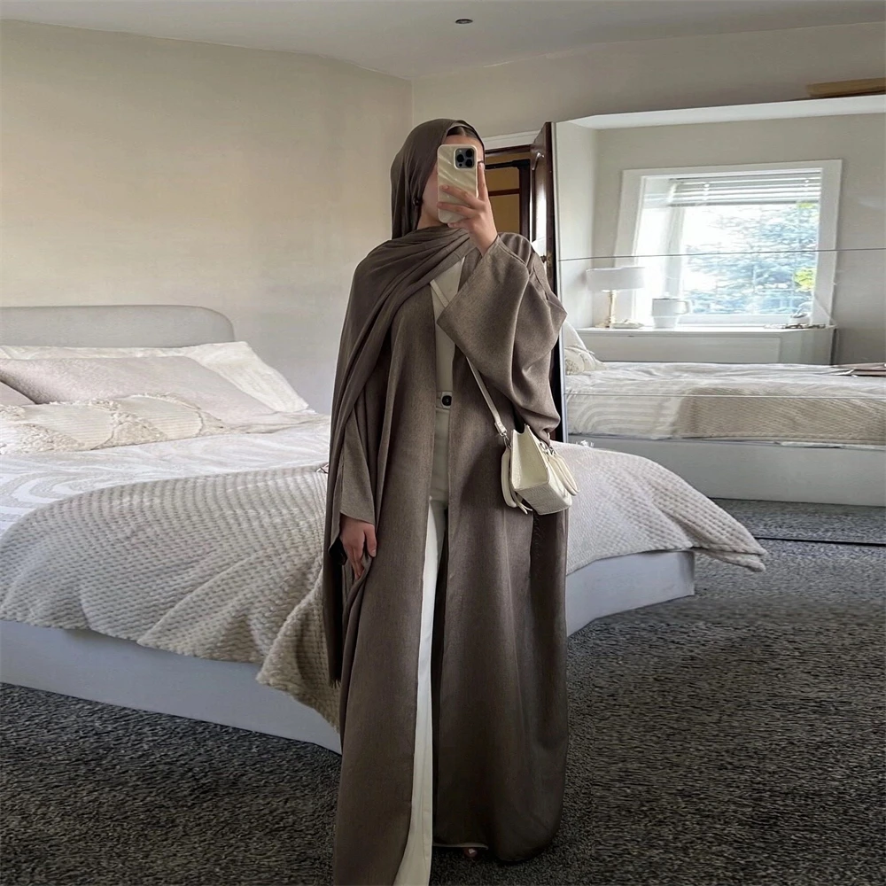Kimono chauve-souris coton & lin – Robe musulmane ample style caftan Dubaï