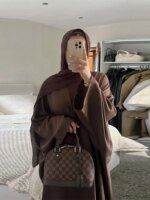 Kimono chauve-souris coton & lin – Robe musulmane ample style caftan Dubaï – Image 5