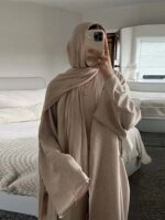 Kimono chauve-souris coton & lin – Robe musulmane ample style caftan Dubaï – Image 4