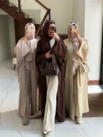 Kimono chauve-souris coton & lin – Robe musulmane ample style caftan Dubaï