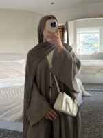 Kimono chauve-souris coton & lin – Robe musulmane ample style caftan Dubaï – Image 6