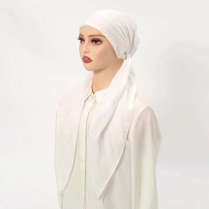 Hijab innovant long, coton, lin, doux, élastique pour femmes