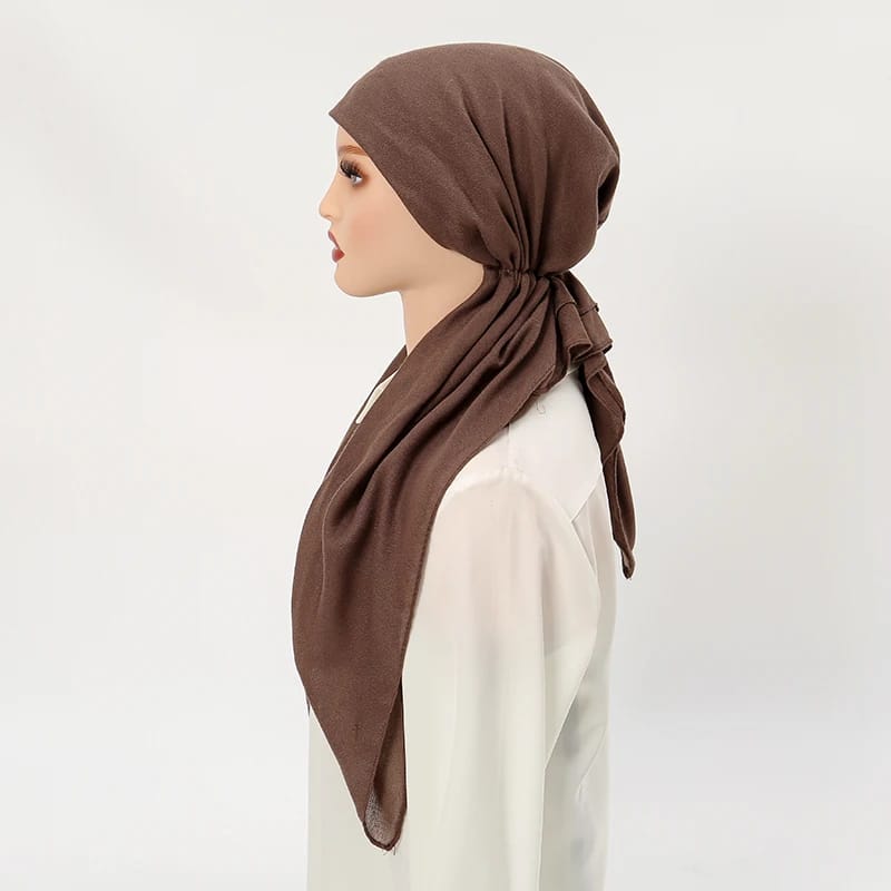 Hijab innovant long, coton, lin, doux, élastique pour femmes