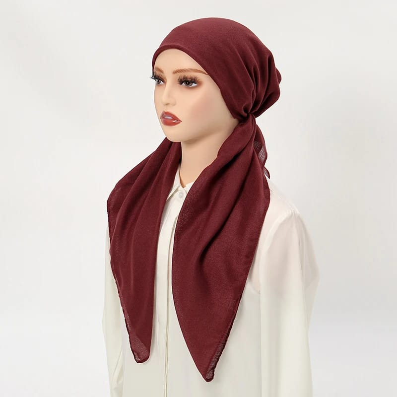 Hijab innovant long, coton, lin, doux, élastique pour femmes