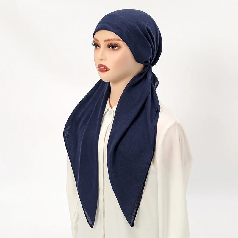 Hijab innovant long, coton, lin, doux, élastique pour femmes