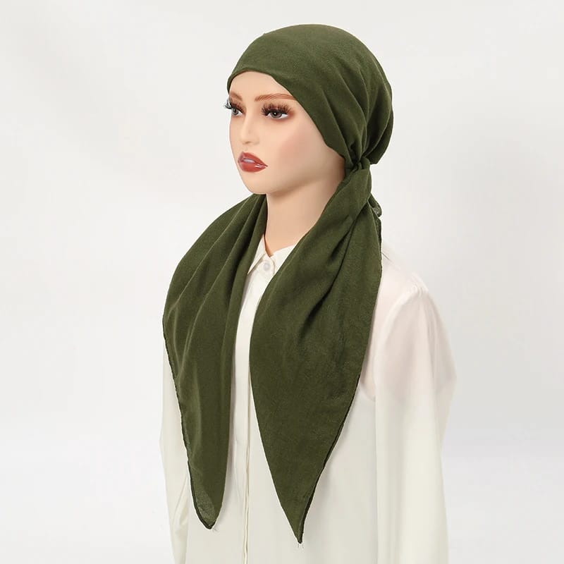 Hijab innovant long, coton, lin, doux, élastique pour femmes