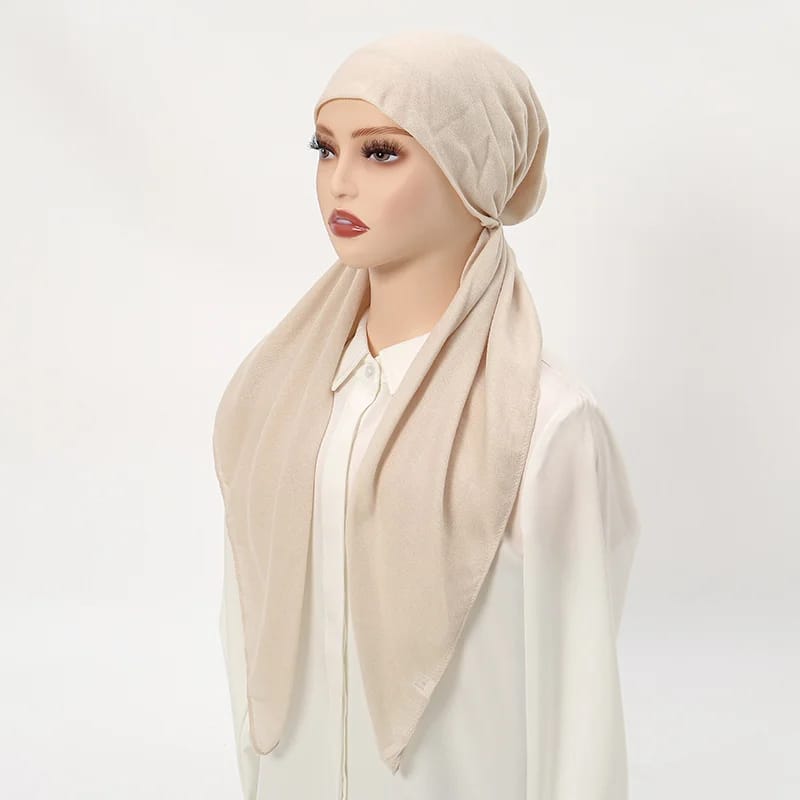 Hijab innovant long, coton, lin, doux, élastique pour femmes