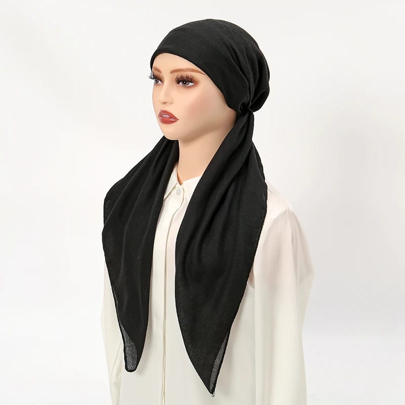 Hijab innovant long, coton, lin, doux, élastique pour femmes