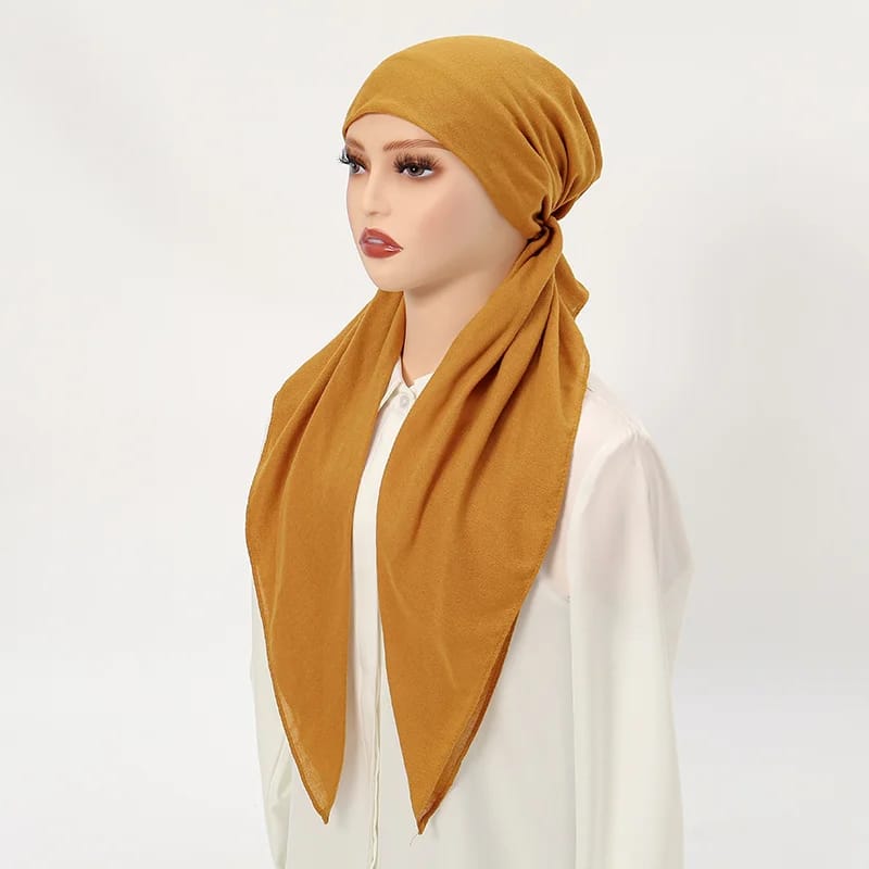 Hijab innovant long, coton, lin, doux, élastique pour femmes