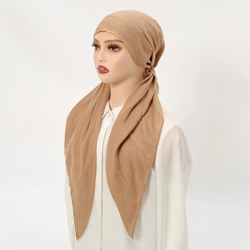 Hijab innovant long, coton, lin, doux, élastique pour femmes