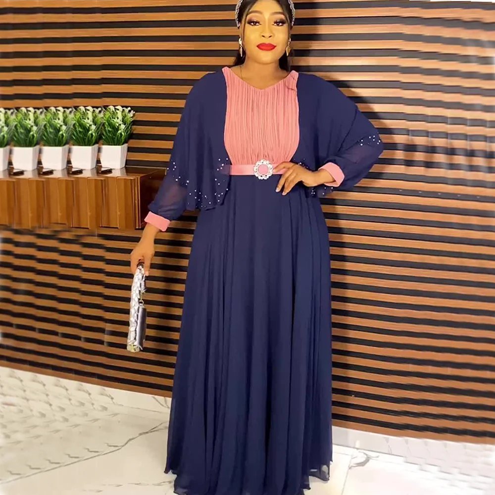 Robe Longue de Soirée en Mousseline de Soie, Grande Taille, 2025