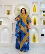 Robe  ample pour femmes/dames, maxi, imprimé, manches courtes