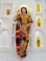 Robe  ample pour femmes/dames, maxi, imprimé, manches courtes – Image 4