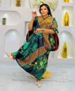 Robe  ample pour femmes/dames, maxi, imprimé, manches courtes – Image 3