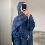 Abaya-Robe de couleur unie – Image 6