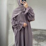 Abaya-Robe de couleur unie – Image 5