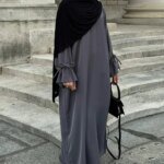 Abaya-Robe de couleur unie – Image 3