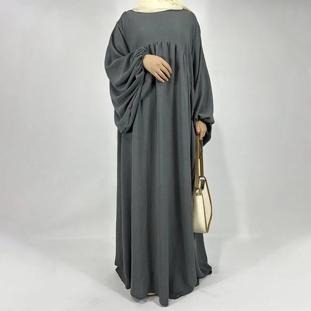 Abaya Jazz crêpe à manches ballon, fond large, ample, EID Ramadan dubaï, femme musulmane, vente en gros, vêtements islamiques, robe modeste, nouvelle collection