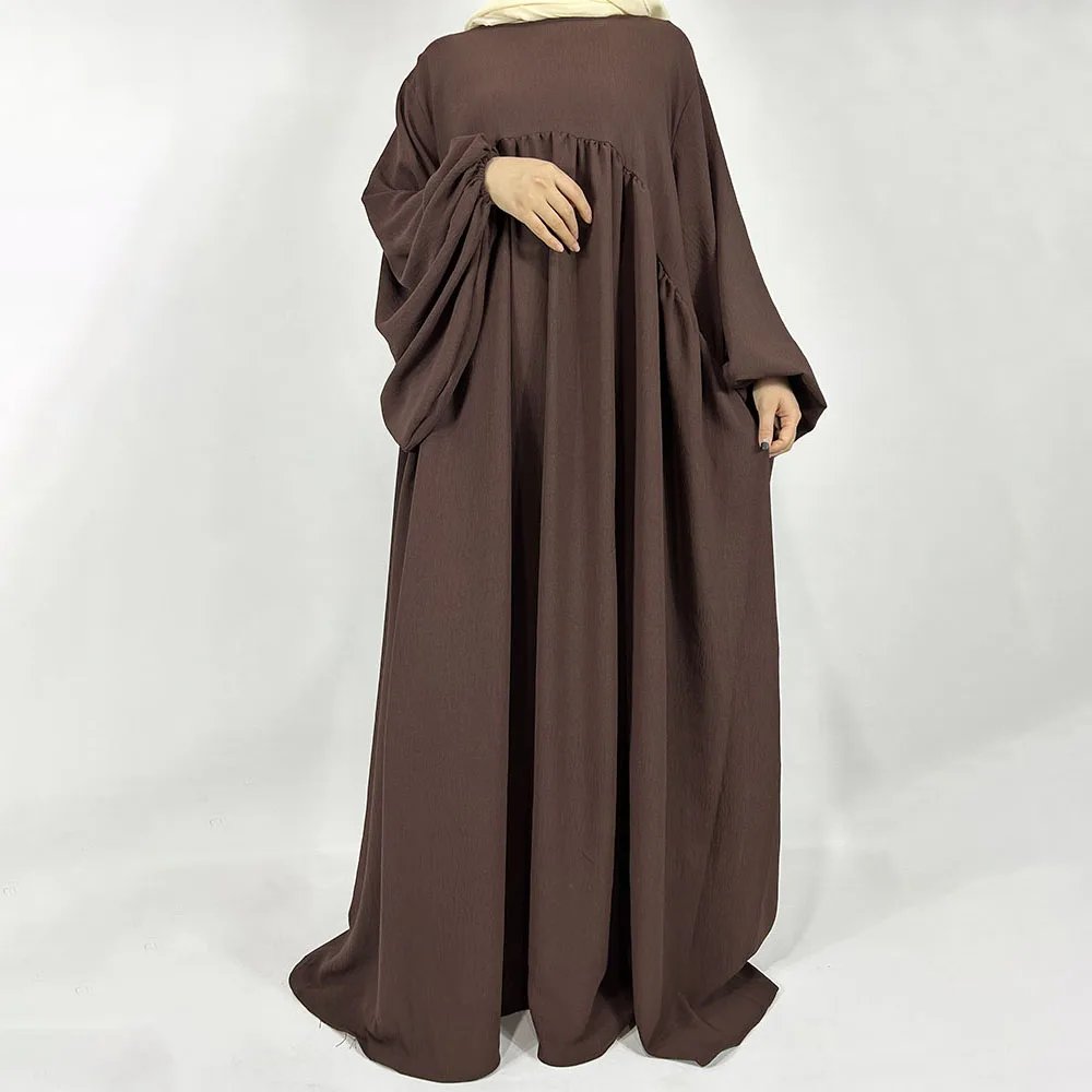 Abaya Jazz crêpe à manches ballon, fond large, ample, EID Ramadan dubaï, femme musulmane, vente en gros, vêtements islamiques, robe modeste, nouvelle collection