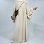 Abaya Jazz crêpe à manches ballon, fond large, ample