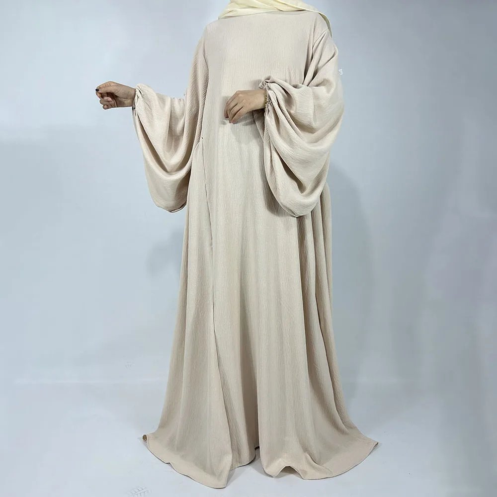 Abaya Jazz crêpe à manches ballon, fond large, ample, EID Ramadan dubaï, femme musulmane, vente en gros, vêtements islamiques, robe modeste, nouvelle collection