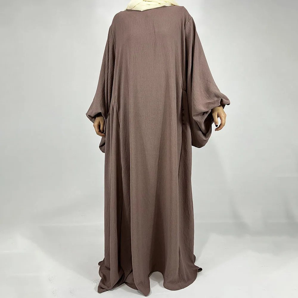 Abaya Jazz crêpe à manches ballon, fond large, ample, EID Ramadan dubaï, femme musulmane, vente en gros, vêtements islamiques, robe modeste, nouvelle collection